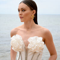 Jolean Sculptured Flower Statement Earrings (Gold)