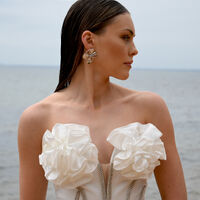 Jolean Sculptured Flower Statement Earrings (Silver)