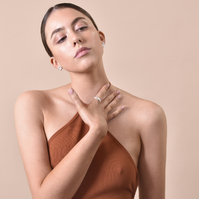 Imani Solid Sculpture Stud Earrings (Silver)