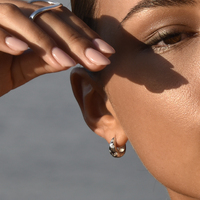 Adalyn Star-engraved Chunky Hoop Earrings (Silver)