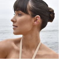 Ivor Ear Contour Textured Twin Line Cuff Earring (Single Piece)