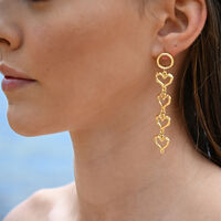 Haven Artisan Sculptured Heart String Earrings (Gold)