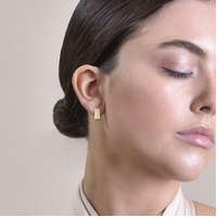 Adelyn Art Deco Textured  Huggie Earrings (Gold Vermeil)