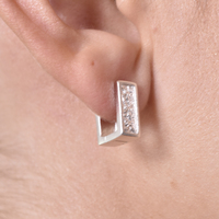 Adelyn Art Deco Textured  Huggie Earrings (Silver)