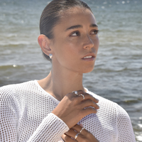 Esmarie Twin Clam Huggie Earrings (Silver)