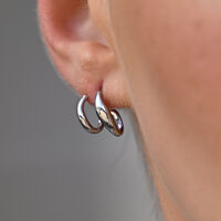 Asta Sculptural Twin Line Earrings (Silver)
