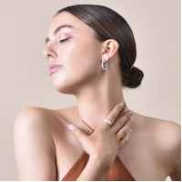 Veronique French Twisted Hoop Earrings (Silver)