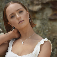 Alique Wavy Line Pearl Drop Earrings (Silver)