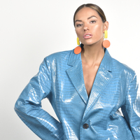 Mani Geo Oversized Wood Craft Earrings