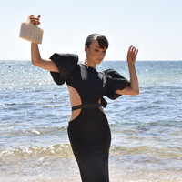 Lorena Artsy Resin Clutch (Neutral Shimmer)