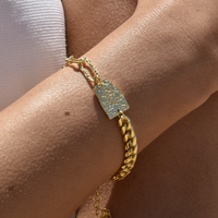 Esther Sculpture Plate Link Chain Bracelet (Gold Vermeil)
					