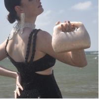 Elka Artsy Resin Clutch (Nude Shimmer)