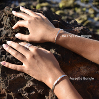 Fossette Artisan Textured Bangle (Silver)
					