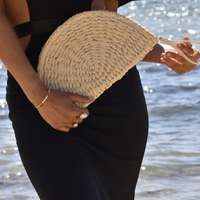 Vana Natural Hand Woven Straw Bag (White)