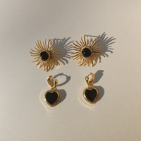Lumina Artisan 24K Onyx Sun Earrings
					