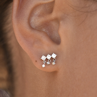 Nour Fine Diamante Blind Earrings (Silver)