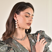 Esmerelda Luxury Baroque Pearl Earrings - Silver