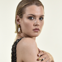 Carlotta 24K Baroque Pearl Drop Earrings (Tiger Eye)
					