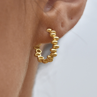 Aisling Beaded C Hoop Earrings (Gold Vermeil)