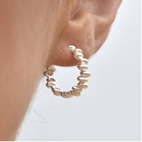 Aisling Beaded C Hoop Earrings (Silver)