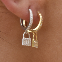 Beatriz Diamante Padlock Drop Earrings (Silver)