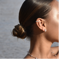 Flori Artisan Beaded Cuff Earring (Single Piece Silver)