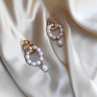 Vesna Freshwater Pearl Hoop Earrings
					