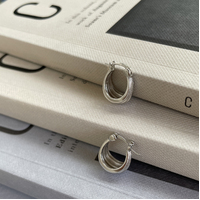 Jolie Deco Bowl Huggie Earrings (Silver)
					