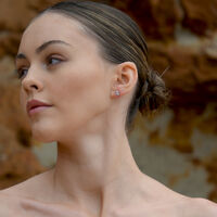 Capricorn Artisan Zirconia Pavé Stud Earrings (Silver)