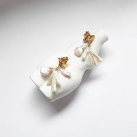 Meredith Coral Pearl Drop Earrings (my ears are pierced)
					