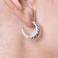Gianni Croissant C Hoop Earrings (Silver)