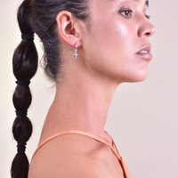 Lyre Silver Cross Drop Earrings
					