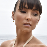 Exie Cross Drop Earrings (Gold Vermeil)
					