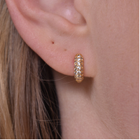 Averie Dainty CZ Embellished Huggie Earrings (Gold)
					