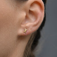Kiss Kiss Dainty Cross Earrings (Gold)