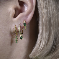 Jadie Dainty Zircon Drop Earrings (Emerald Green)
					