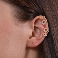 Eliana Fine Gold Sun Cuff Earrings
					