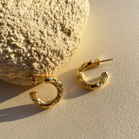 Briar Sculptural Sparkle Hoop Earrings (Gold Vermeil)