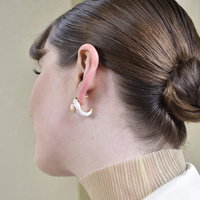 Lafayette Enamel Croissant C Hoop Earrings (Cream)