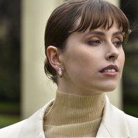 Lafayette Enamel Croissant C Hoop Earrings (Taro)