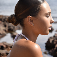 Gabriela Diamante Enamel U Huggie Earrings (Blue)