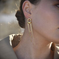 Stellar Drape Diamante Tassel Earrings (Gold)