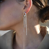 Stellar Drape Diamante Tassel Earrings (Silver) 