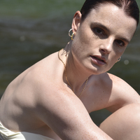 Avery Artsy Textured Hoop Earrings (Silver)