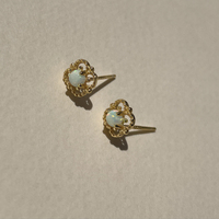 Aeliana Dainty Opal Stud Earrings (Gold)