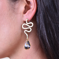 La Muse Artisan Cats Eye Stone Drop Earrings