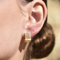 Zoie Artsy Cube Huggie Earrings (Gold)
