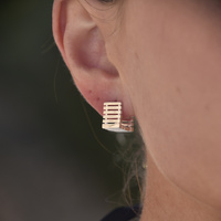 Zoie Artsy Cube Huggie Earrings (Silver)