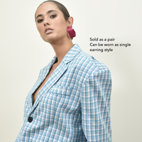 Luca Vegan Leather Statement Earrings (Magenta)
					