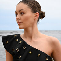 Leo Artisan Zirconia Pavé Stud Earrings (Gold)